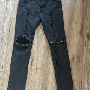 Black Distressed Skinny Jeans